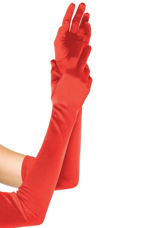 Длинные атласные перчатки Leg Avenue Extra Long Satin Gloves, One Size, красные
