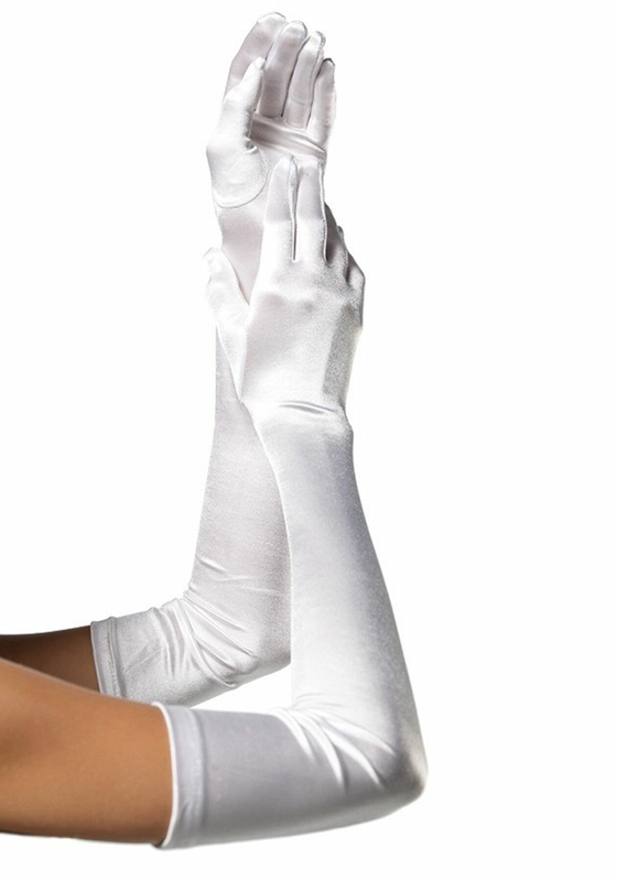 Длинные атласные перчатки Leg Avenue Extra Long Satin Gloves, One Size, белые