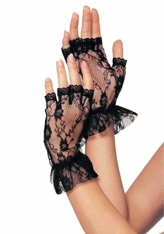 Короткие перчатки-гловелетты Leg Avenue Wrist length fingerless gloves, One Size, черные, сетка