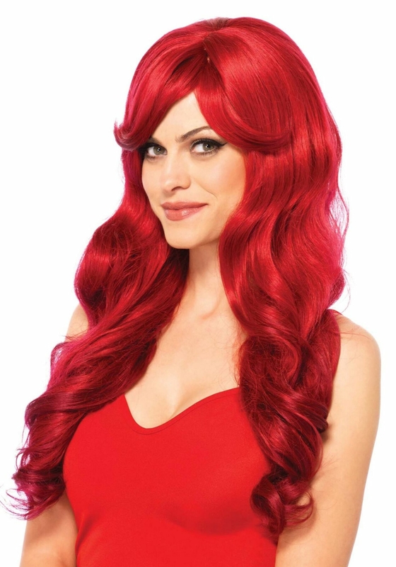 Волнистый парик с косой челкой Leg Avenue Long Wavy Wig 68 см, красный