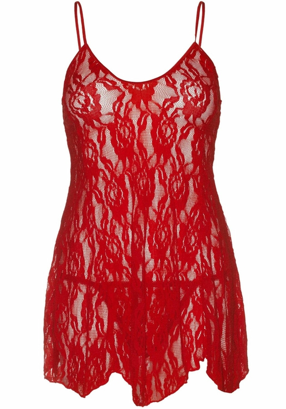 Сорочка беби-долл Leg Avenue Rose Lace Flair Chemise Red, One Size	, photo number 4