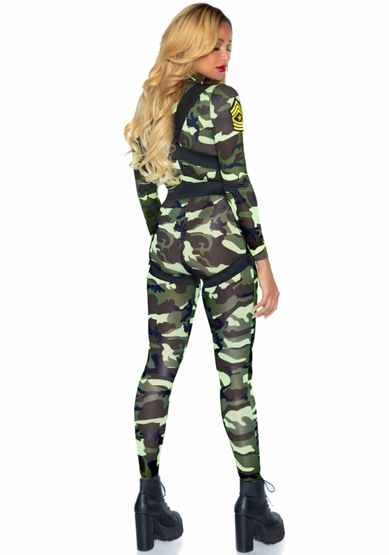 Эротический костюм десантницы Leg Avenue Pretty Paratrooper S, комбинезон, портупея, фото №3