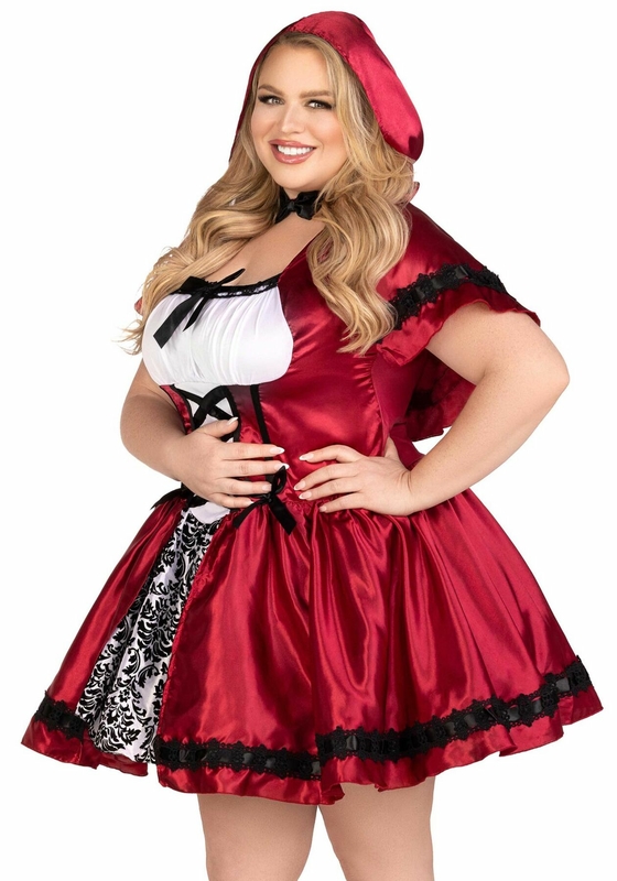 Эротический костюм Красной шапочки Leg Avenue Gothic Red Riding Hood 1X–2X, платье, накидка, photo number 9