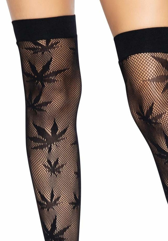 Чулки с рисунком Leg Avenue 420 Net thigh highs Black, фото №4