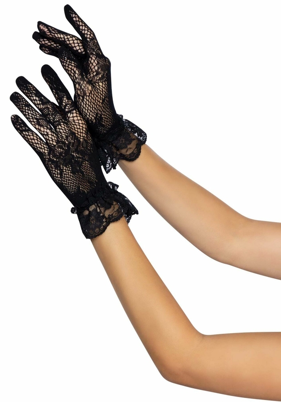 Перчатки Leg Avenue Floral lace wristlength gloves Black, фото №3