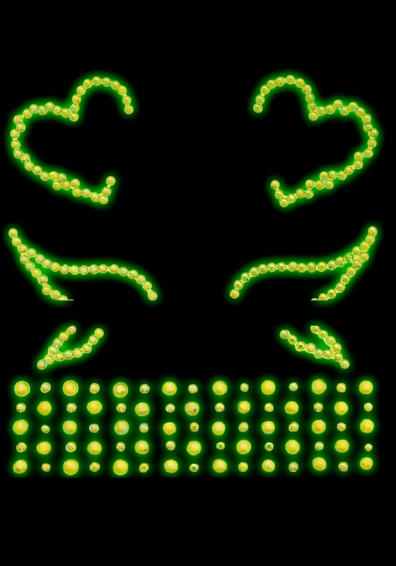 Набор страз-украшений для тела Leg Avenue Ayla face jewel sticker, наклейки, светятся в темноте, фото №2