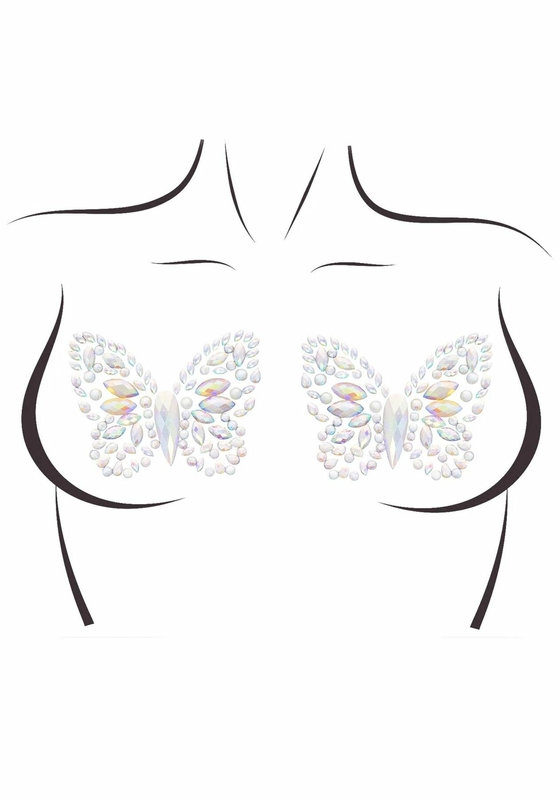 Пэстис-бабочки из кристаллов Leg Avenue Chrysallis nipple sticker, наклейки, светятся в темноте, photo number 2