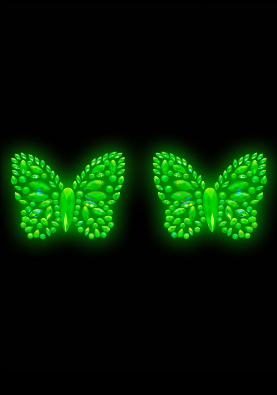 Пэстис-бабочки из кристаллов Leg Avenue Chrysallis nipple sticker, наклейки, светятся в темноте, photo number 3