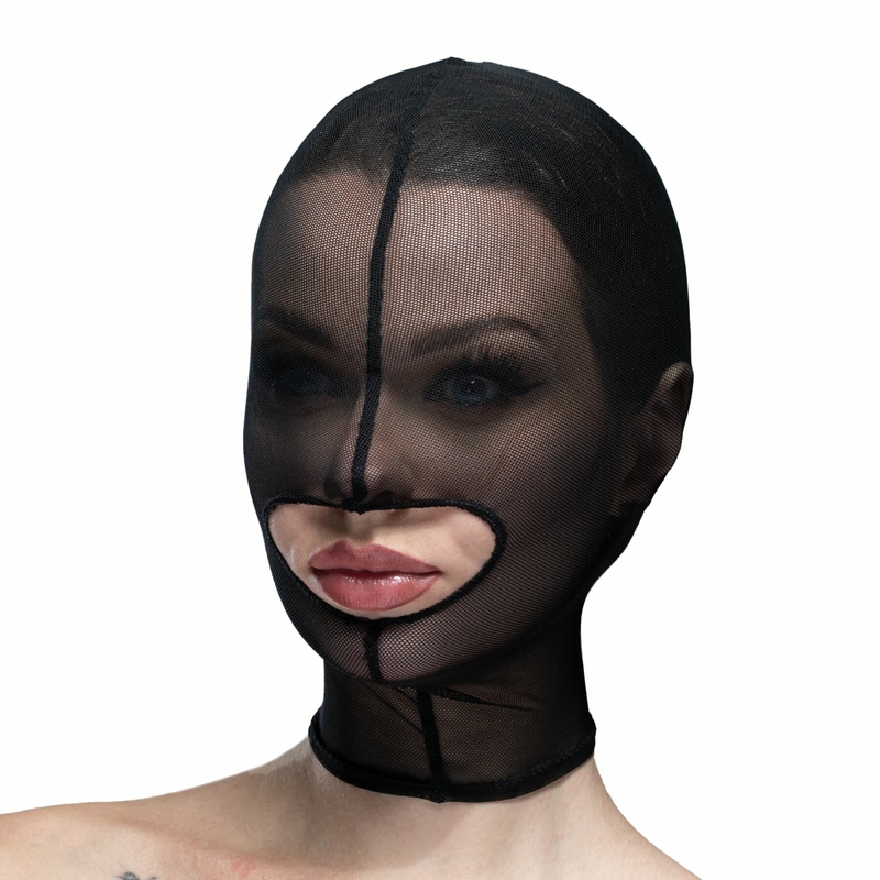 Маска сетка с открытым ртом Feral Feelings - Hood Mask Black, numer zdjęcia 2