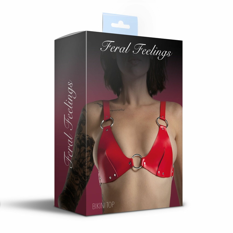 Лиф из натуральной кожи Feral Feelings - Bikini Top Red, фото №5