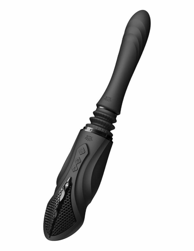 Компактная смарт секс-машина Zalo – Sesh Obsidian Black, 2 насадки, пульт ДУ, кристалл Swarovski, фото №4