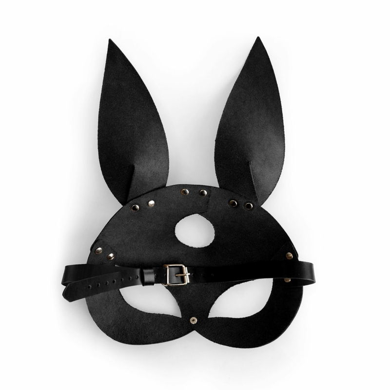 Кожаная маска Зайки Art of Sex - Bunny mask, цвет Черный, фото №5