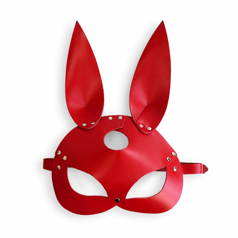 Кожаная маска Зайки Art of Sex - Bunny mask, цвет Красный, numer zdjęcia 4