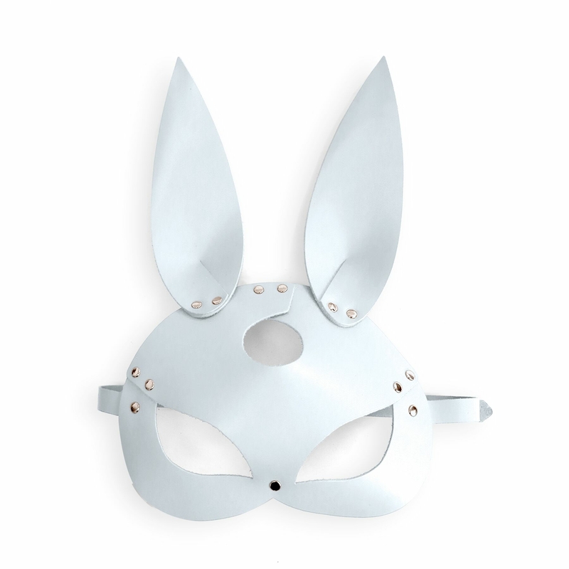 Кожаная маска Зайки Art of Sex - Bunny mask, цвет Белый, фото №4