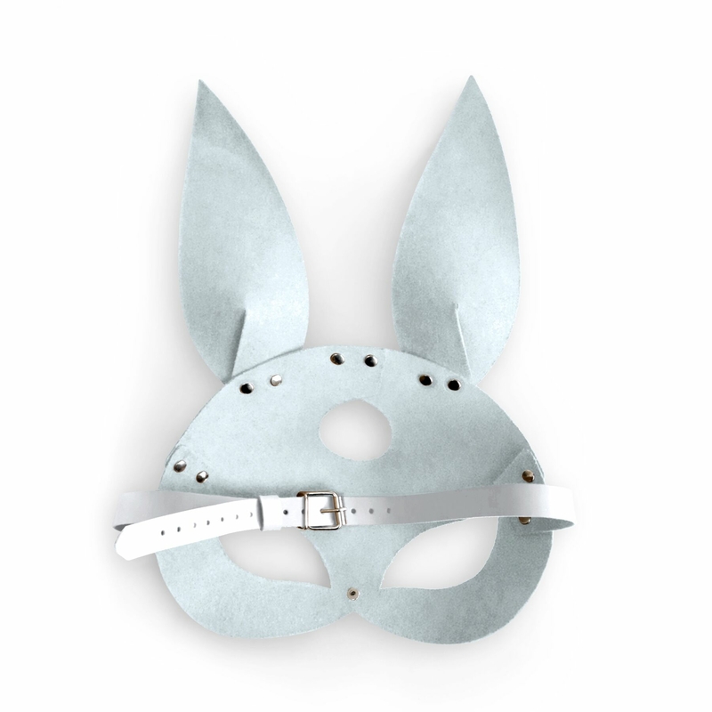 Кожаная маска Зайки Art of Sex - Bunny mask, цвет Белый, фото №5