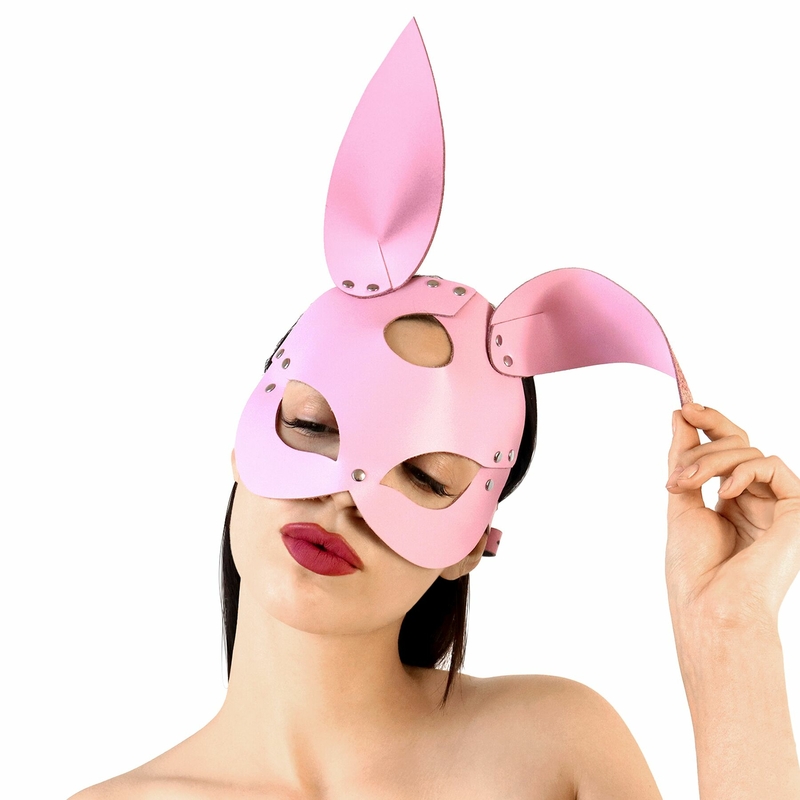 Кожаная маска Зайки Art of Sex - Bunny mask, цвет Розовый, photo number 2