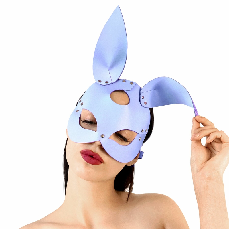 Кожаная маска Зайки Art of Sex - Bunny mask, цвет Лавандовый, photo number 2