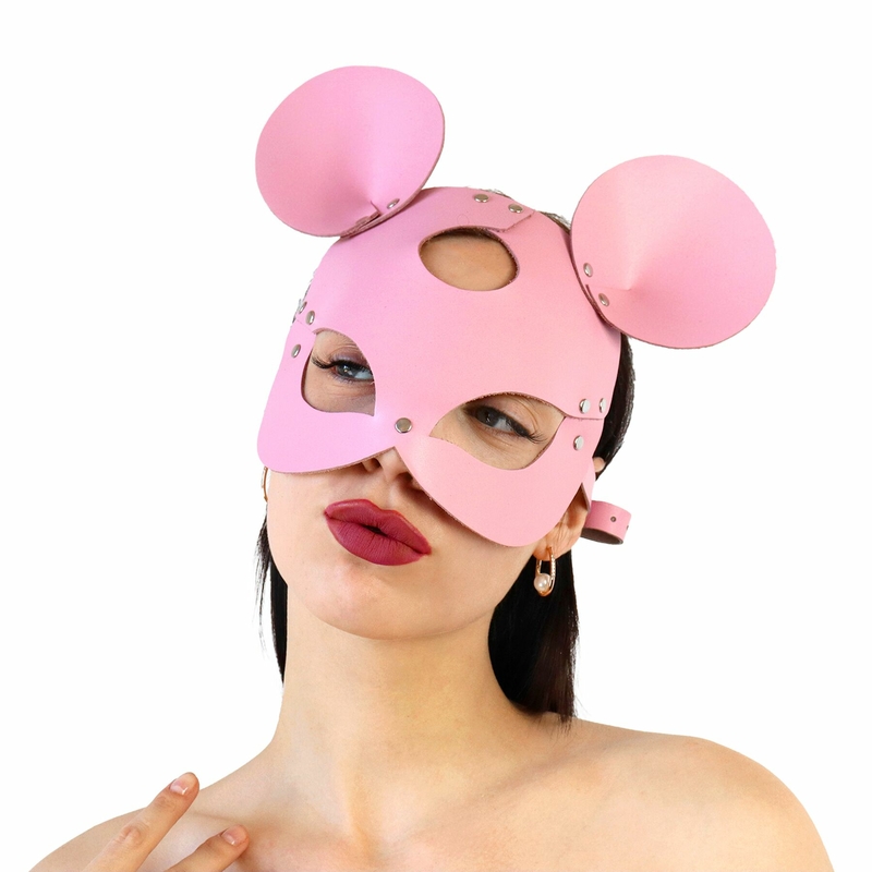 Кожаная маска мышки Art of Sex - Mouse Mask, цвет Розовый, numer zdjęcia 2