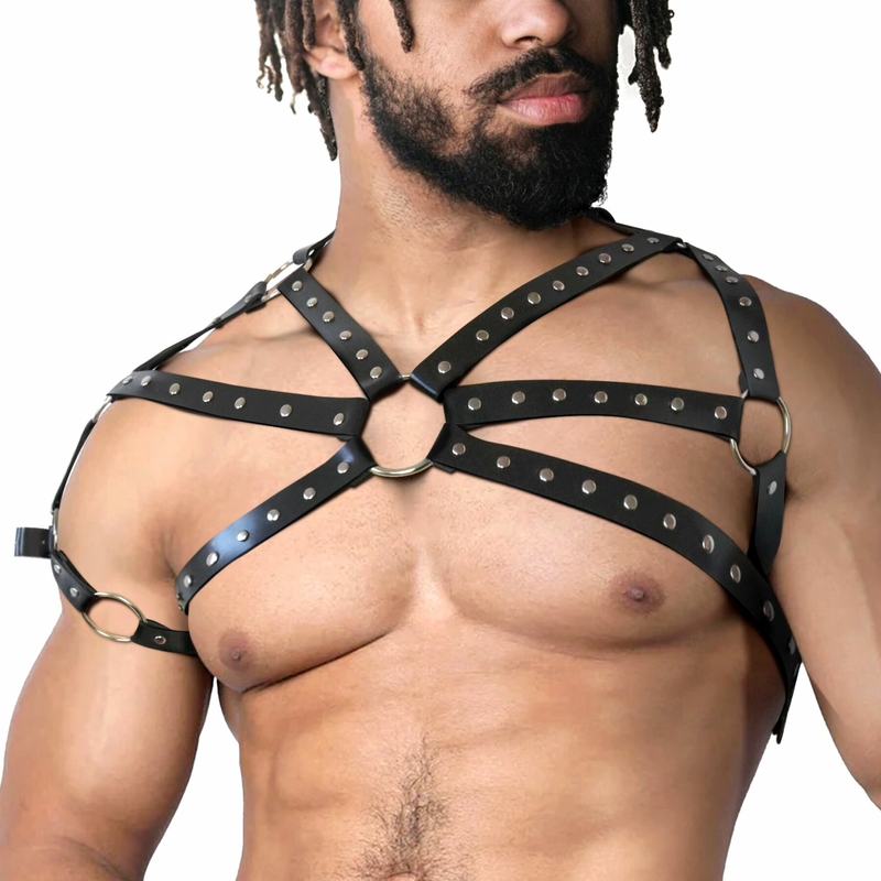 Мужская портупея Art of Sex - Ares , натуральная кожа, цвет Черный, размер XS-M, numer zdjęcia 2