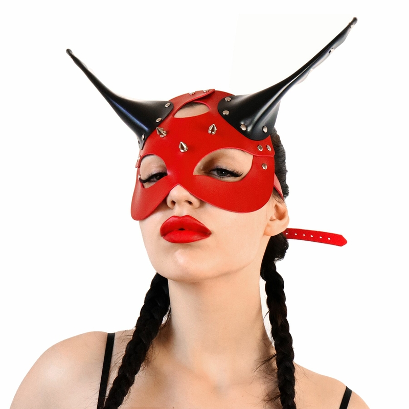 Кожаная маска Art of Sex - Lucifer Red&Black, numer zdjęcia 2