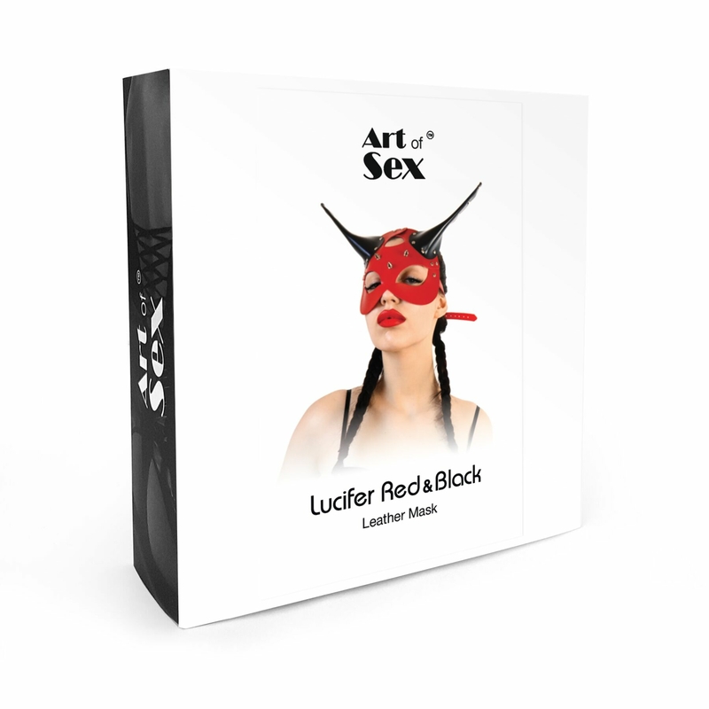Кожаная маска Art of Sex - Lucifer Red&Black, фото №5