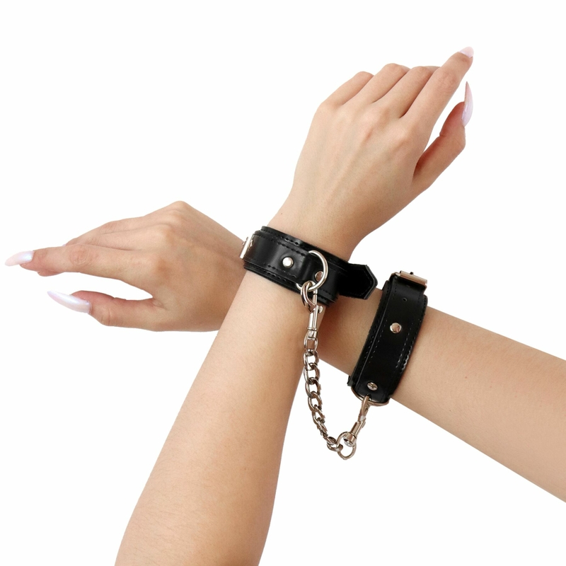 Наручники из экокожи Art of Sex - Handcuffs Emoji, цвет черный, numer zdjęcia 2